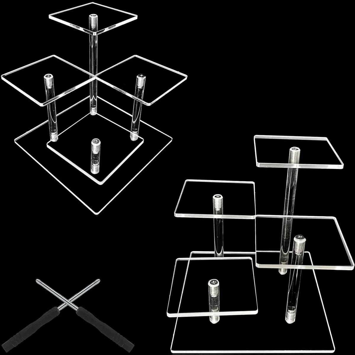 2 Pezzi Espositore Trasparente Alzate di Display Riser Rack per Esposizione O Collezione Organizer Supporto per Cupcake, Profumi,Cosmetici e Artigianato,Scaletta Espositiva per Collezioni
