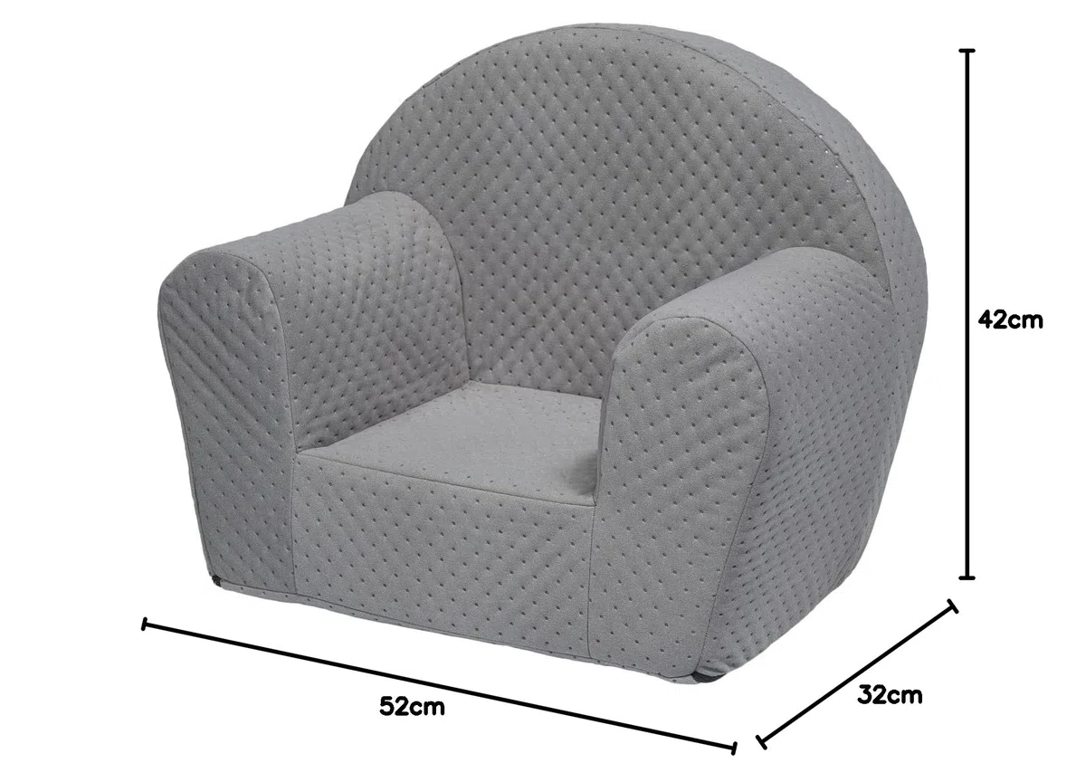 Velinda Poltrona poltroncina Morbida Gioco Giochi Bambini Bimbi cameretta stanzetta (Colore: Grigio)