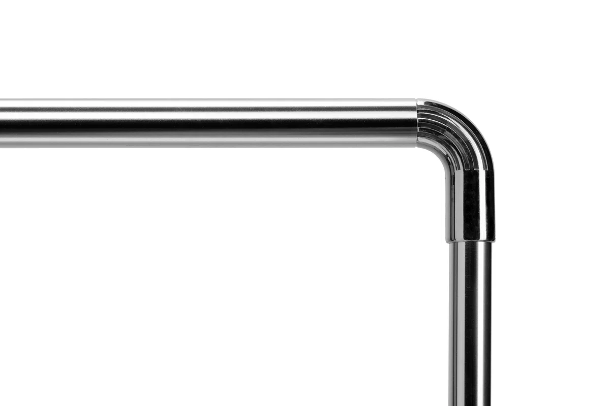 Croydex AD103000 - Bastone telescopico per tende doccia a forma di L, Argento, 74 x 140/260 cm