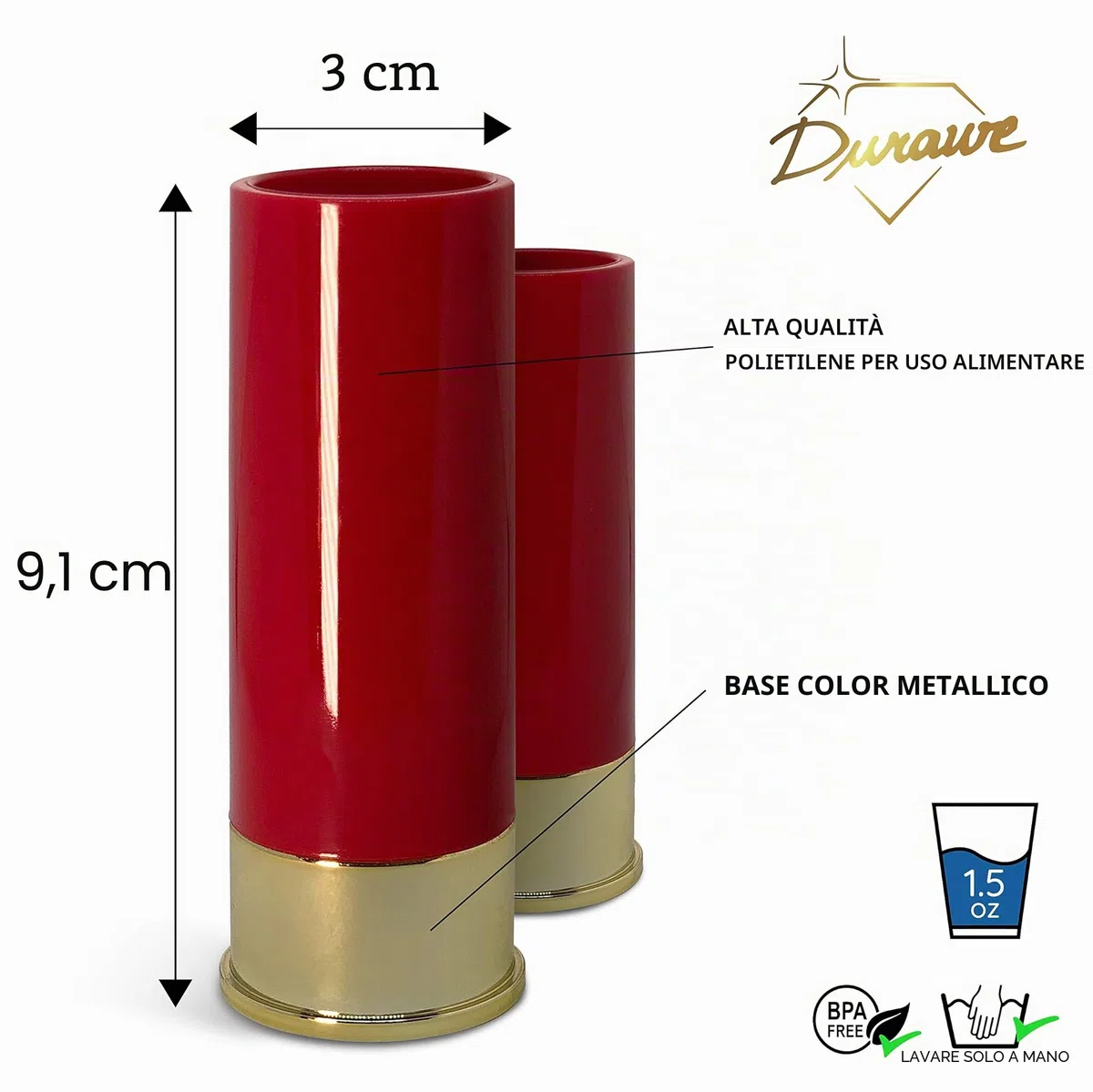 Bicchieri da shot calibro 12, confezione regalo da 4, bicchierini da sparo, alcool, ottima idea per uomini, mini tazze, per whisky, rum, tequila, liquori,ecc