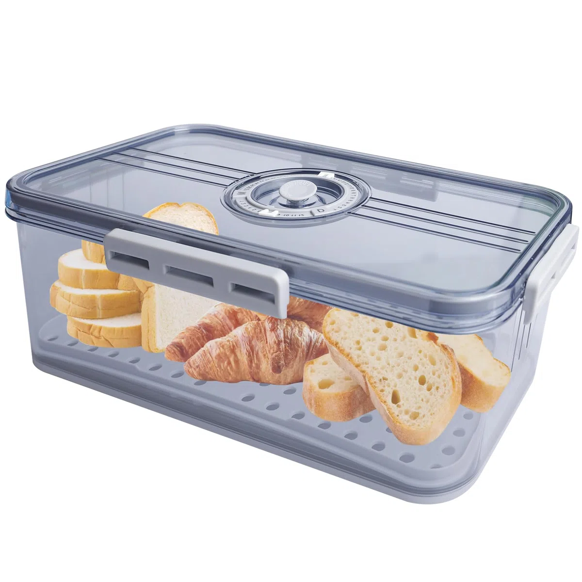 BAIFULAI Contenitore per pane, materiale PET per alimenti, timing, antiscivolo, con divisori per ingredienti da cucina, 32,5 x 17,5 x 11 cm