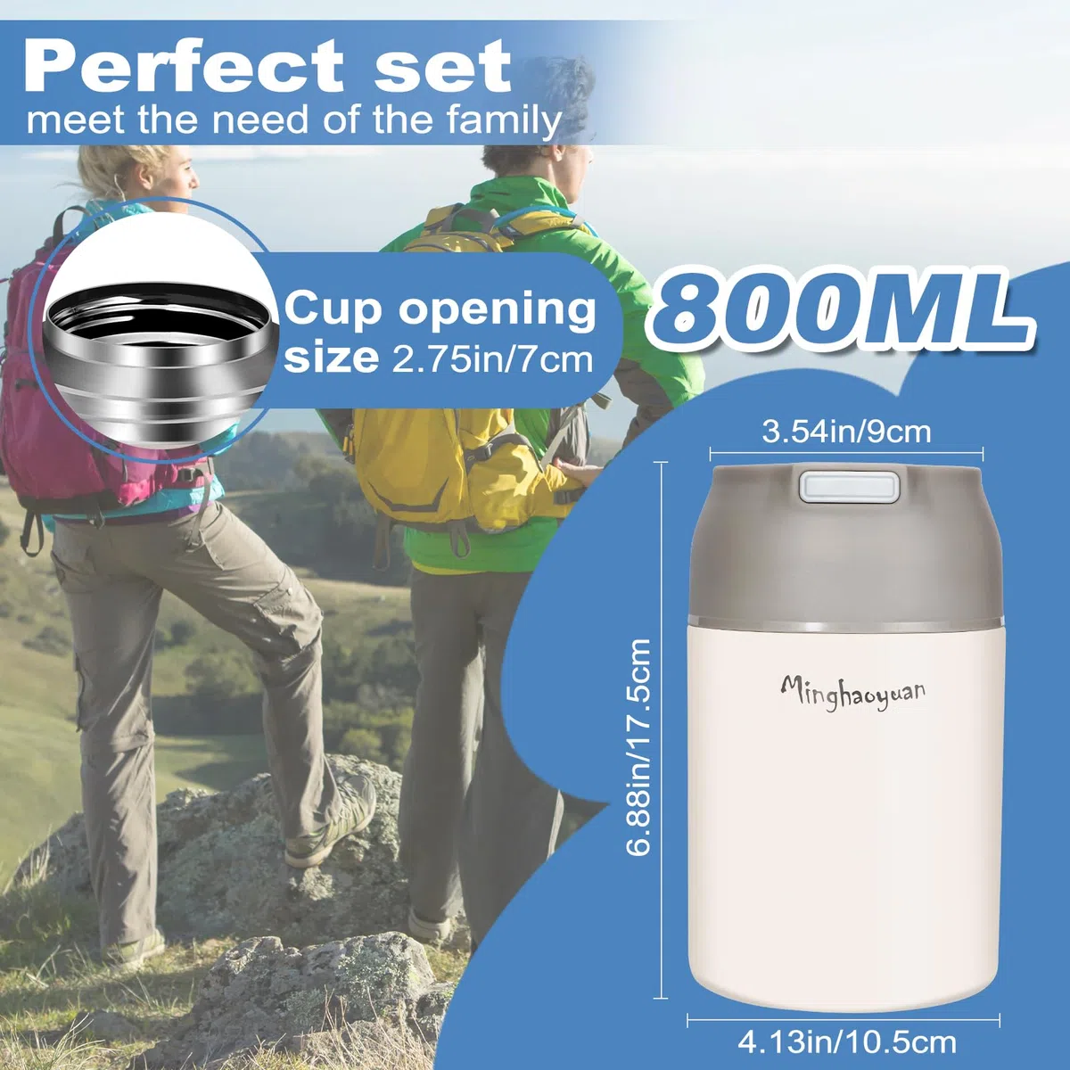 Termos per Alimenti Caldi 800 ml, Portapranzo Contenitore Termico per Alimenti Caldi di Acciaio Inossidabile, Isotermico Lunch Box Termico con Cucchiaio, Portavivande per Zuppa, Pasta