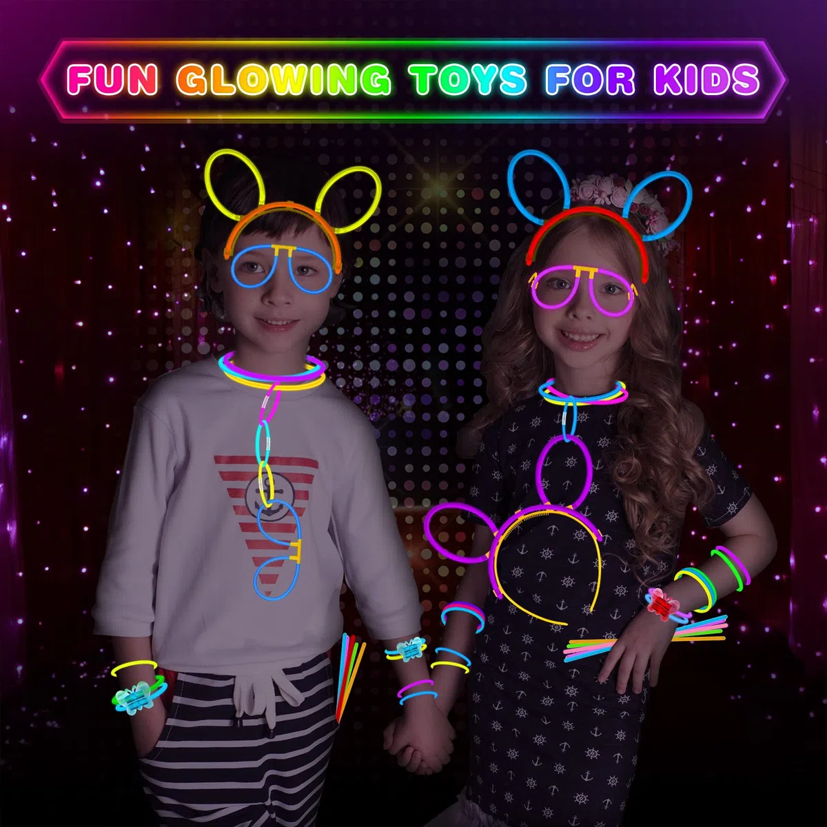 KIMIMARA Braccialetti Luminosi, Starlight Fluorescenti, Glowsticks Party con Connettori per Creare Bracciali e Ciondoli, Giocattoli Luminosi per Illuminare Tutte le Vostre Feste, per Halloween