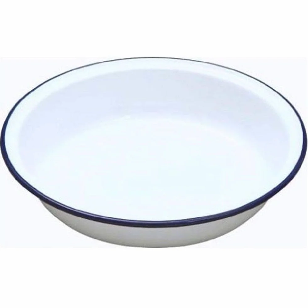 Tradizionale circolare rotondo 24 cm Falcon bianco smaltato Pie Dish (singolo)