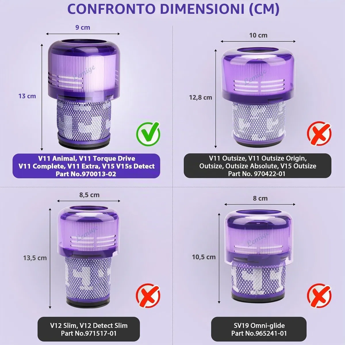 3 Filtro per Dyson V11 V15 SV14, Lavabile Cyclone Animal Absolute Total Clean Aspirapolvere Parti di Ricambio, Sostituire DY-970013-02 & 97001302