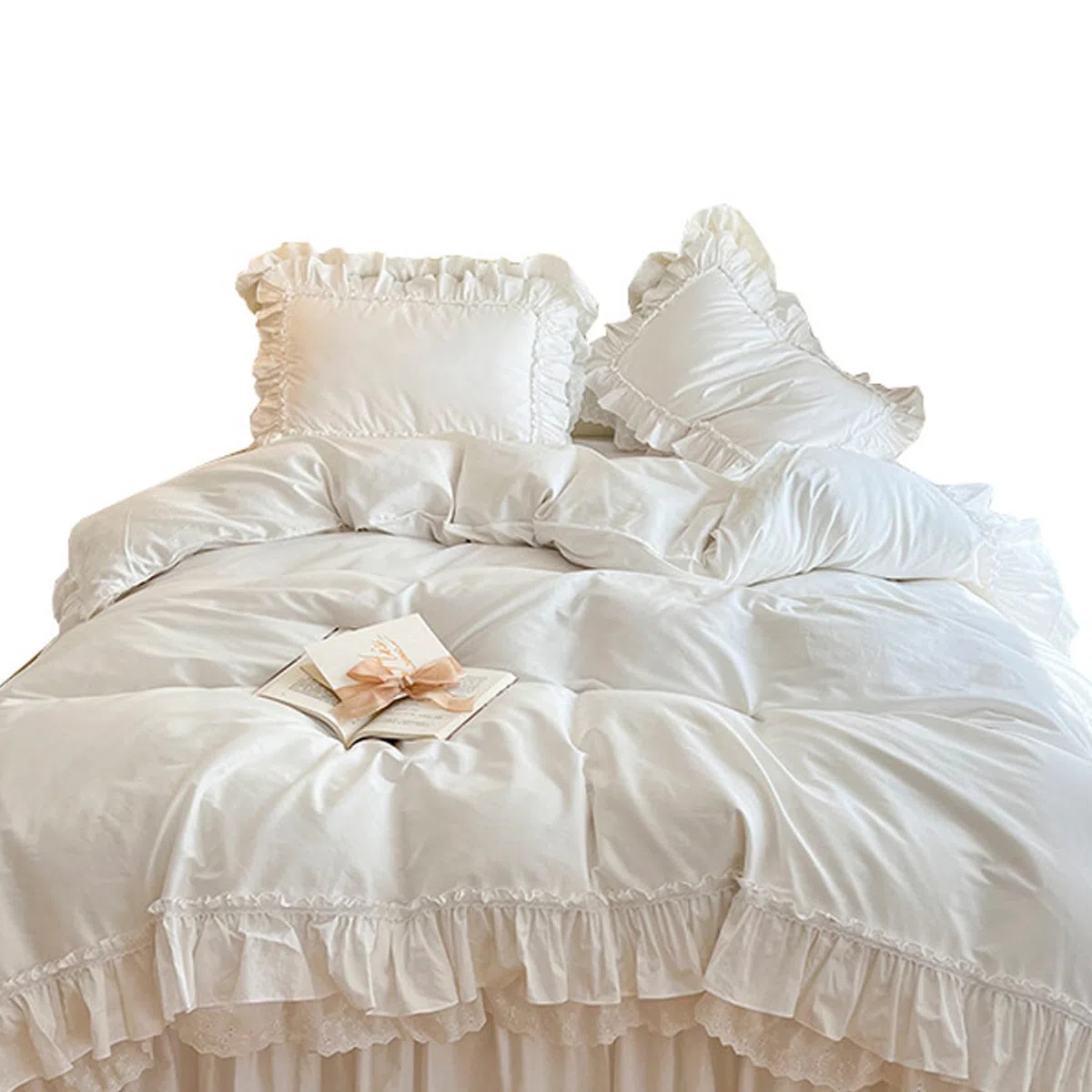 Federe per cuscini bianche, federe per cuscini con volant da 2 pezzi, morbide in cotone da 19x29 pollici con pizzo, elementi essenziali per la casa vintage per camera da letto, letto, federa c