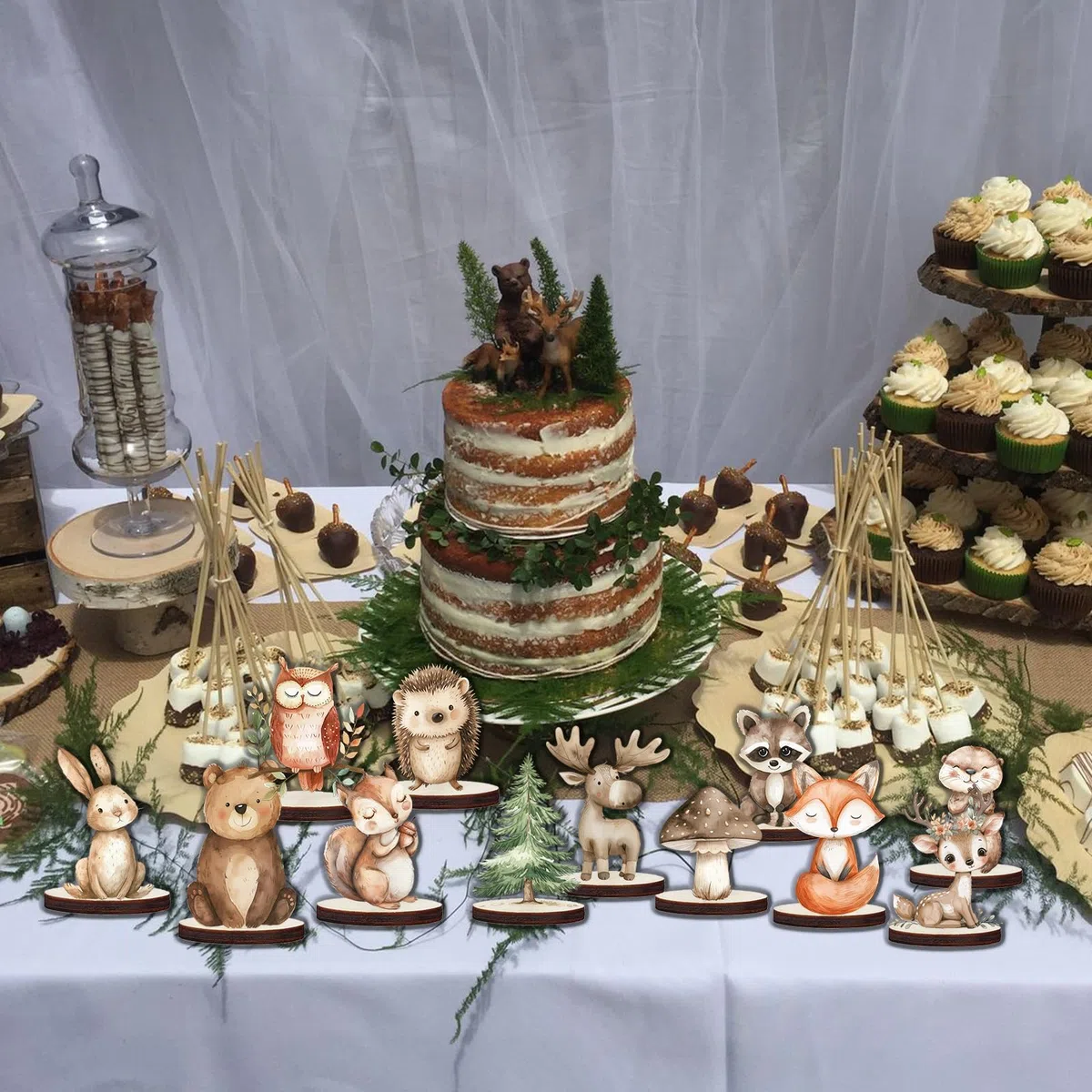 Wald Babyparty Addobbo 12 Pezzi Foresta Ornamenti Centro Tavola