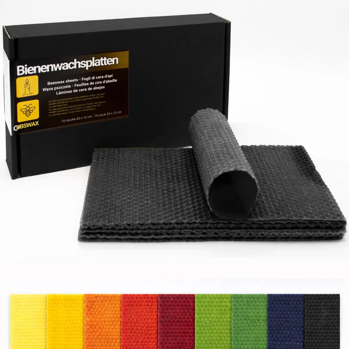 Set di 10 Candele di Cera d'api da 20 x 12 cm, Candele Naturali Fai da Te per Bambini, ecologiche per la casa e la Scuola (Nero)