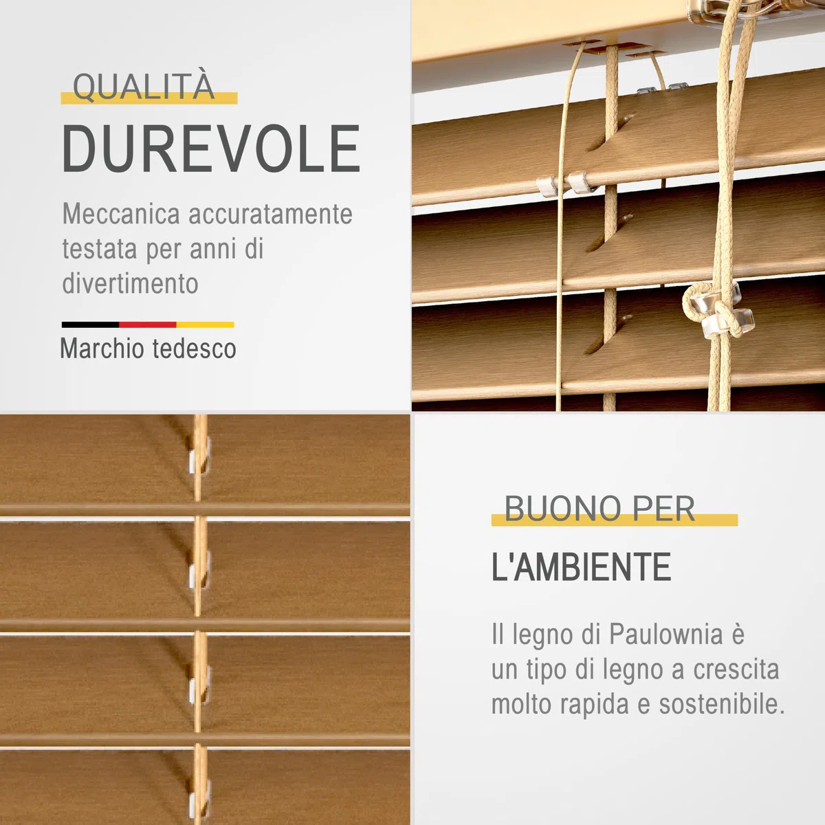 Sol Royal Veneziana in Legno SolDecor JH3 Stile Quercia - 70x130 cm - Tenda Veneziana di Legno da Interno ed Esterno - Veneziana Finestra - Prodotta nel Rispetto dell'ambiente - con Cordino