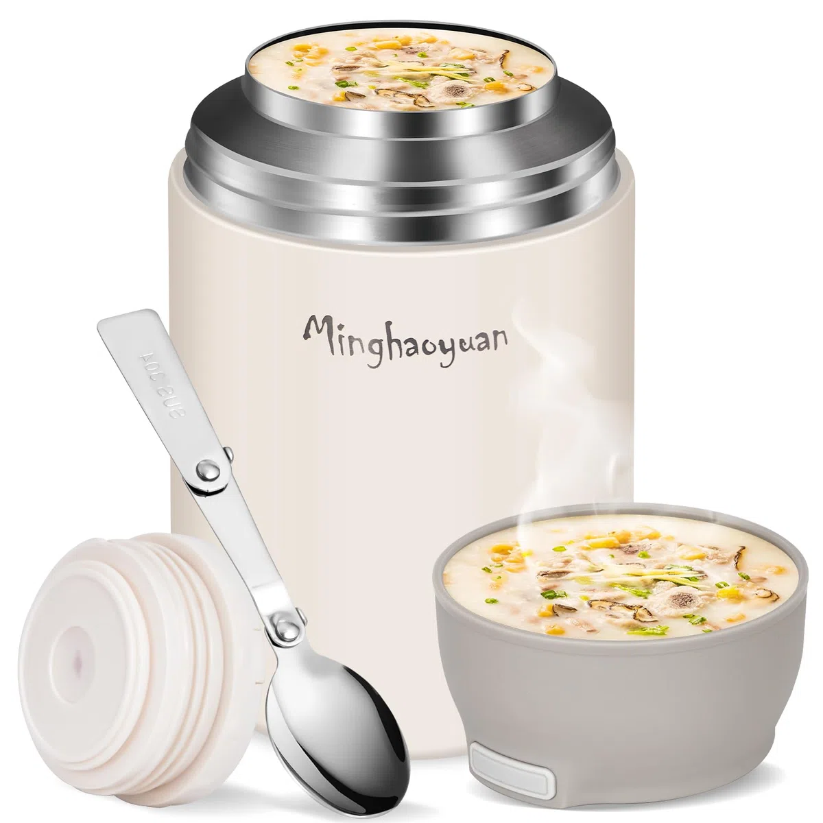 Termos per Alimenti Caldi 800 ml, Portapranzo Contenitore Termico per Alimenti Caldi di Acciaio Inossidabile, Isotermico Lunch Box Termico con Cucchiaio, Portavivande per Zuppa, Pasta