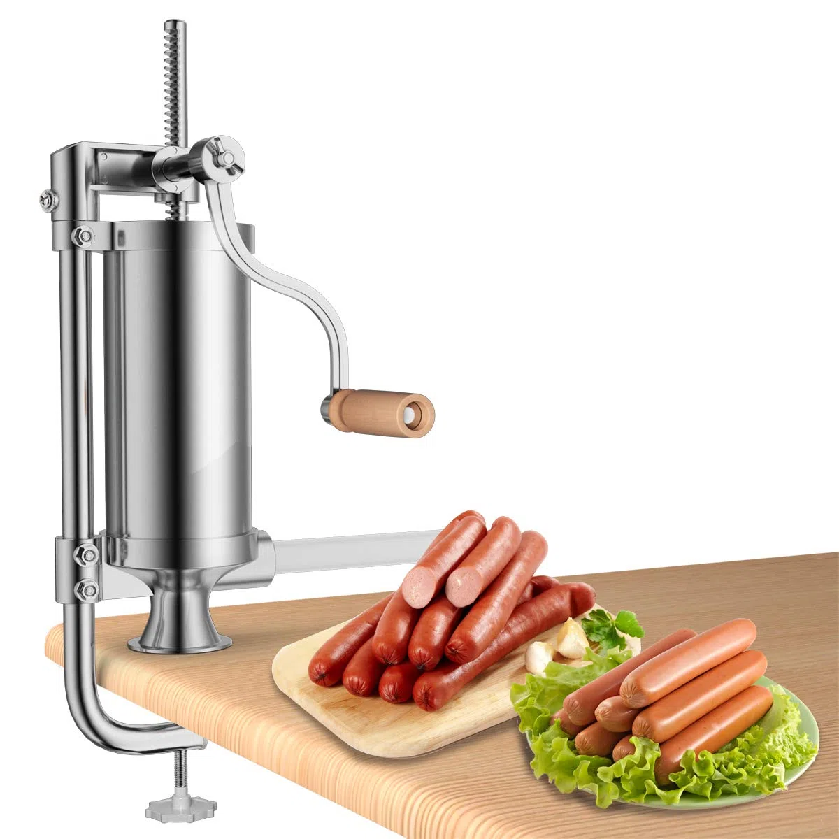 COSTWAY 2,5 KG Insaccatrice per Salsiccia, Macchina per la Produzione di Salsicce, Insaccatrice Manuale per Uso Domestico, Salsicce Siringa con 4 Tubi di Riempimento