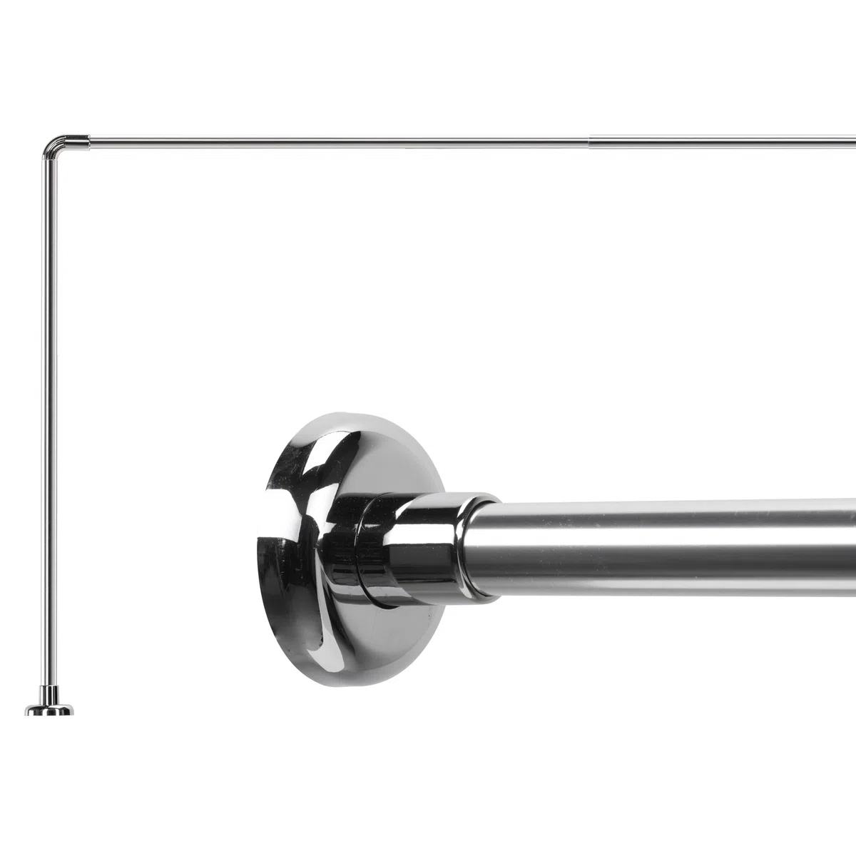Croydex AD103000 - Bastone telescopico per tende doccia a forma di L, Argento, 74 x 140/260 cm