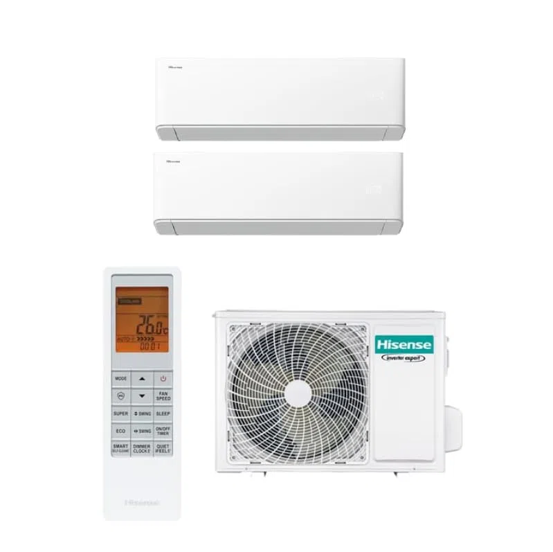 Hisense Uni Air Climatizzatore Dual Split 2AMW42U4RGC 9000+12000 Btu, R32, Inverter, Self-Cleaning, Timer, Oscillazione automatica, WiFi, Nuovo Modello 2025, A++/A++