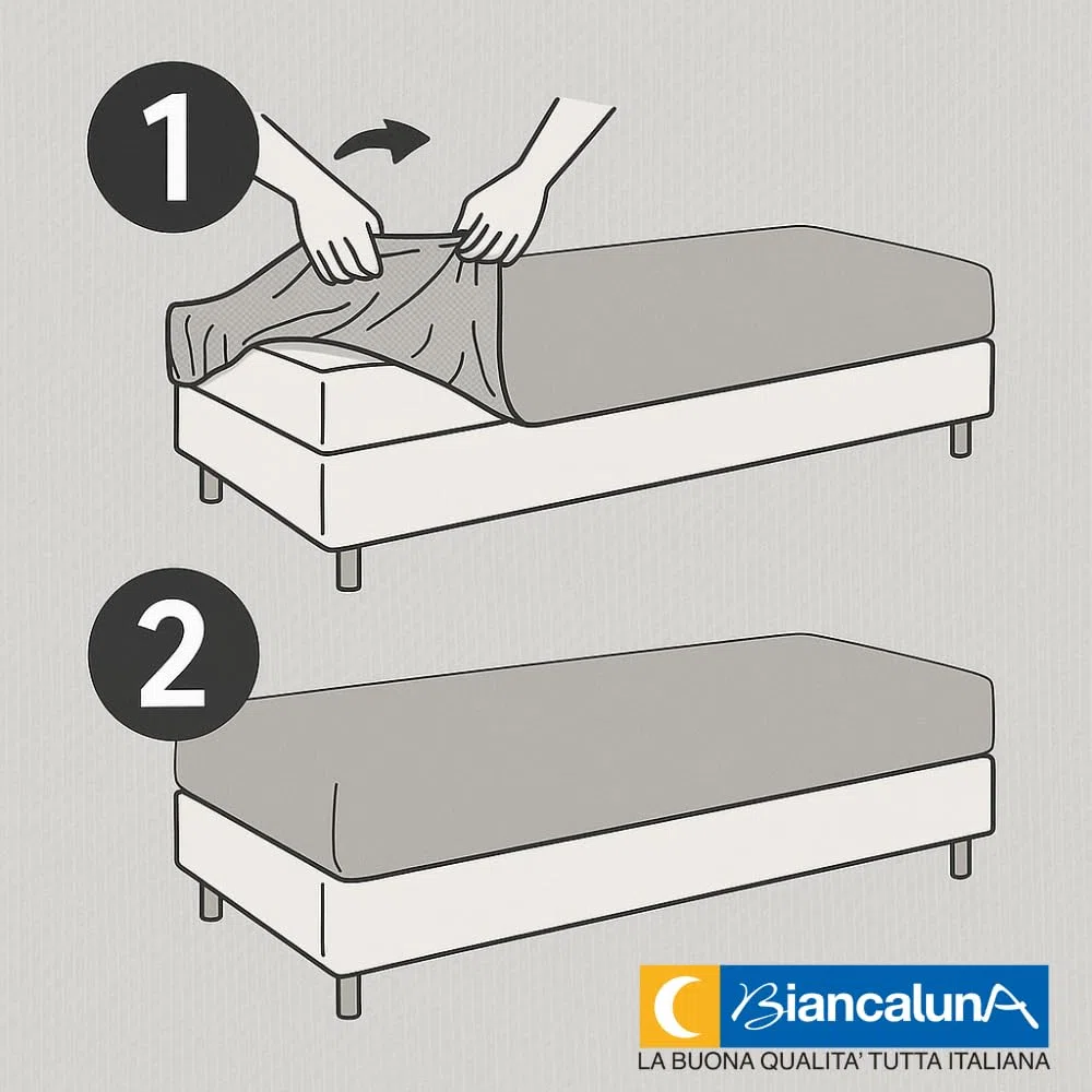 BIANCALUNA - Copriletto elastico Living Genius tinta unita Anti Macchia - Divano Letto Singolo da 90 a 200 cm Made in Italy - Blu