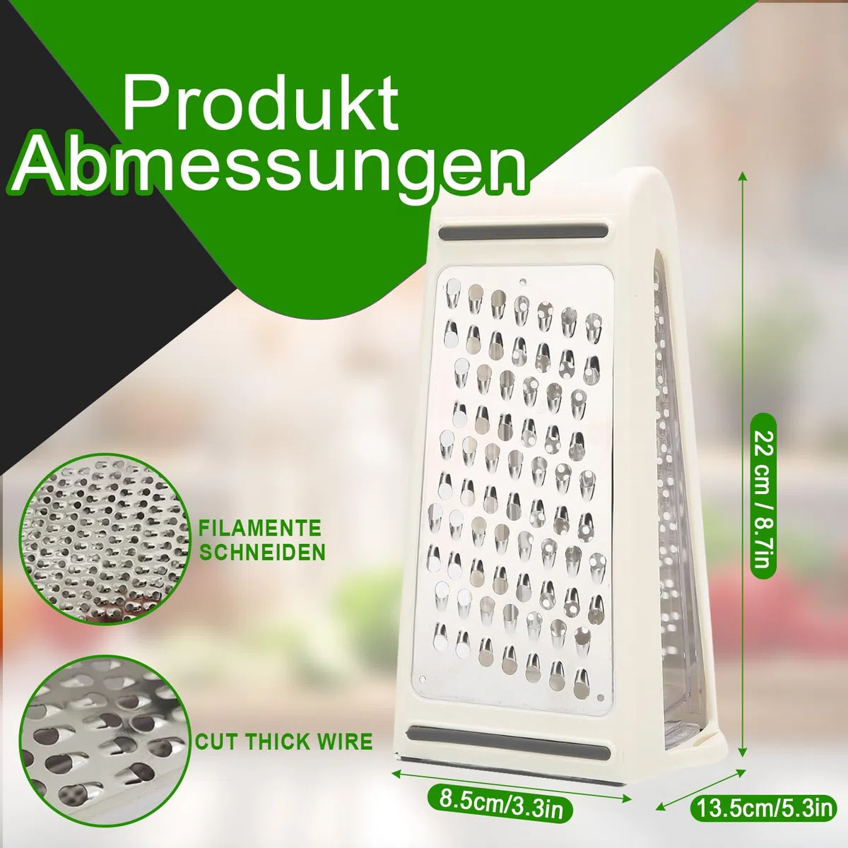 Grattugia per formaggi grattugiare - Grattugia professionale con contenitore per formaggio, in acciaio inox, rimovibile su entrambi i lati