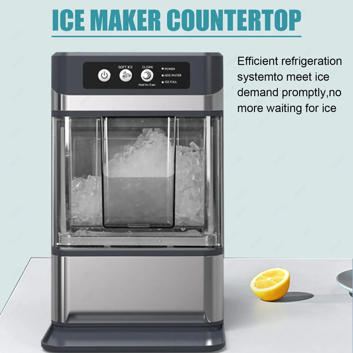 Ice Maker - Serbatoio rimovibile, serbatoio dell'acqua integrato, autopulente, ultra silenzioso per cucine, uffici, bar, piccoli caffè