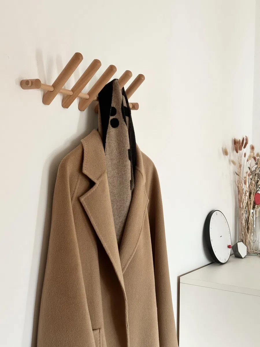 Danza Appendiabiti Muro Faggio 5 Ganci Pieghevoli Portacappotti 50cm | Ideale per ingresso camera e soggiorno per appendere giacche cappelli borse sciarpe e zaini