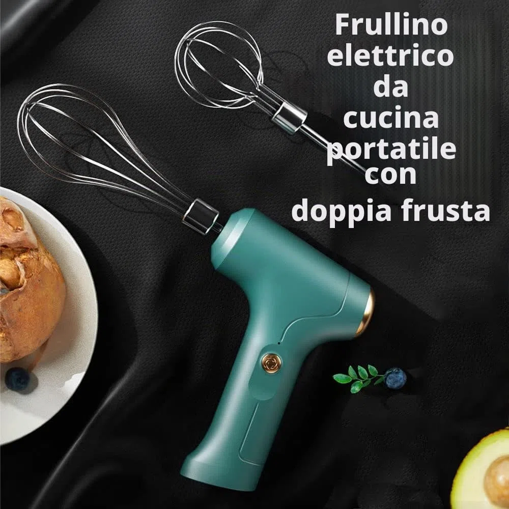Frusta elettrica portatile, frusta elettrica portatile, ricaricabile tramite USB, frusta per uova, frusta, miscelazione, budino (bianco)