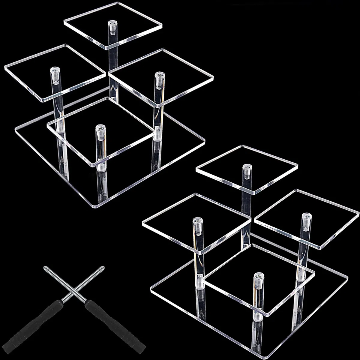 2 Pezzi Espositore Trasparente Alzate di Display Riser Rack per Esposizione O Collezione Organizer Supporto per Cupcake, Profumi,Cosmetici e Artigianato,Scaletta Espositiva per Collezioni