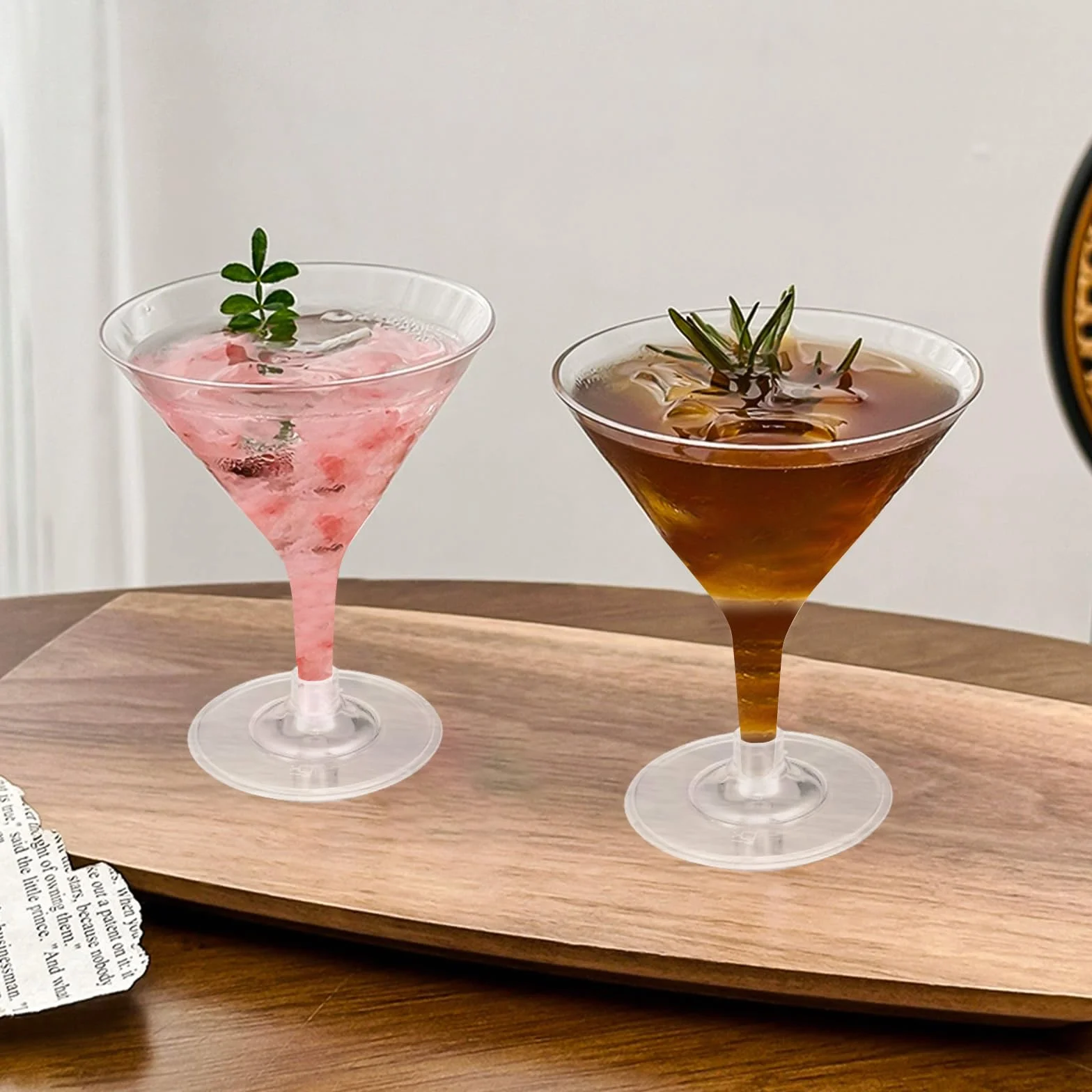 Martini - 25 bicchieri in plastica, 200 ml, riutilizzabili, in plastica, trasparenti, con manico, per anniversari, feste, compleanni, matrimoni