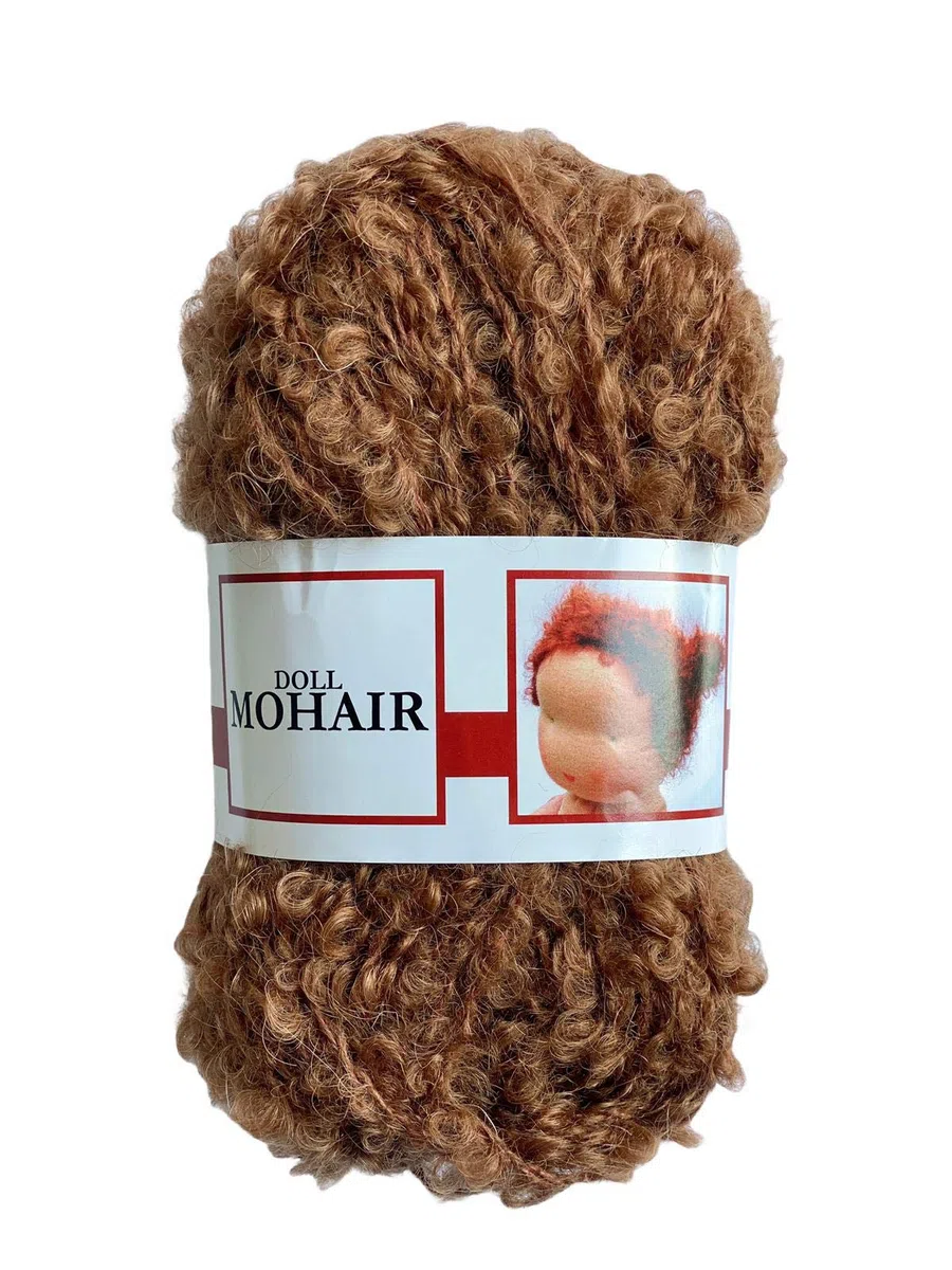 De witte Engel Filato per bambole Mohair Blouclé per bambole Waldorf/Steiner 50 g (marrone chiaro)