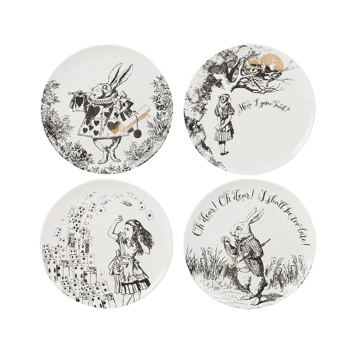 V&A Alice nel Paese delle Meraviglie, per la Cena, il Tè pomeridiano o la Colazione, Fine China, 20.5cm (8''), Set di 4