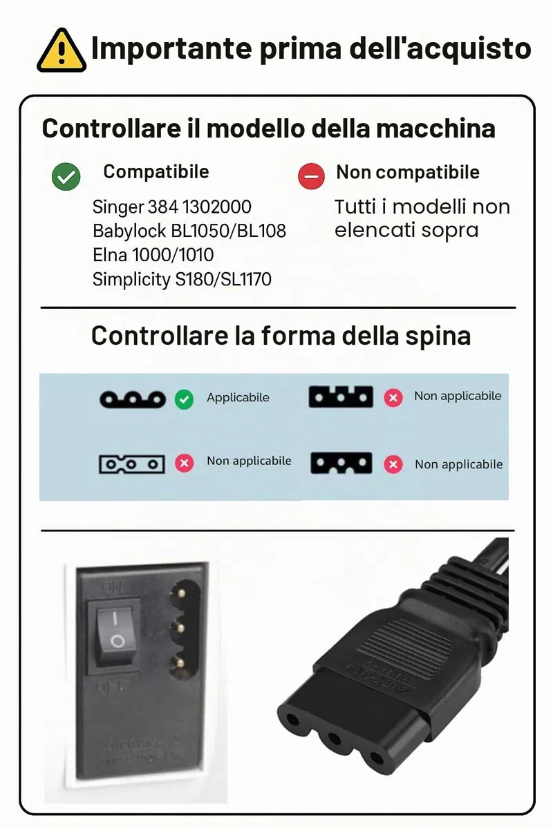 359102-001 Controller e Cavo di Alimentazione Compatibile per Macchina da Cucire a Pedale Singer
