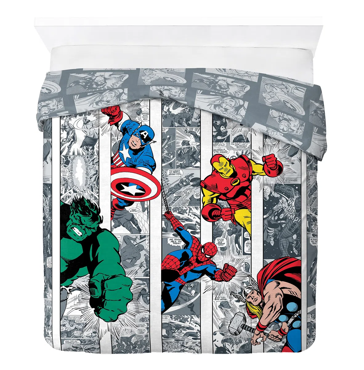 Jay Franco Marvel Comics Comic Cool 100% cotone copripiumino 200 x 200 cm matrimoniale con 2 federe 50 x 70 cm