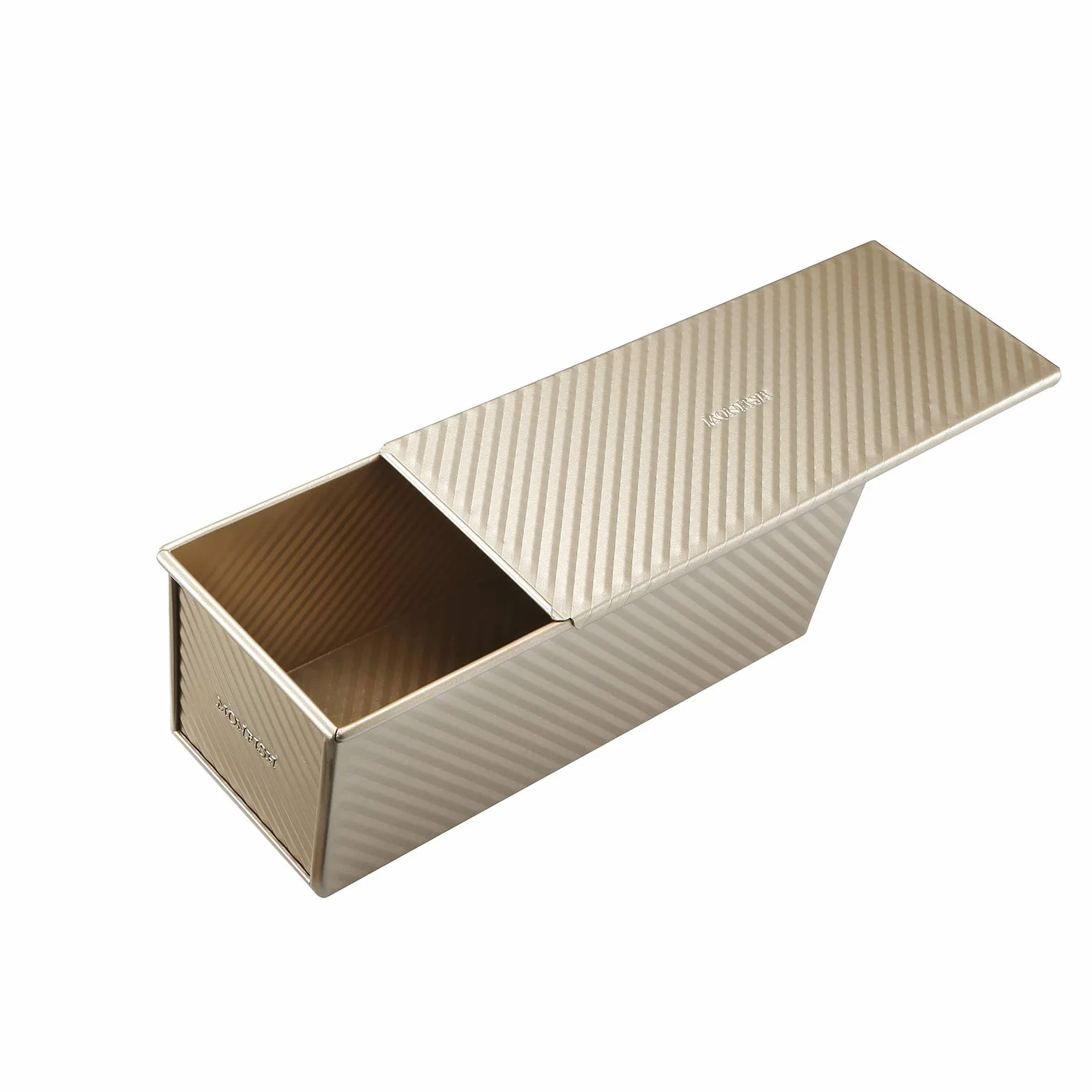 Monfish Pullman stampo per pagnotta stampo per toast stampo per pagnotta con coperchio scorrevole antiaderente teglia per pane alluminio acciaio 1000g pasta 34 x 13,5 x 12 cm