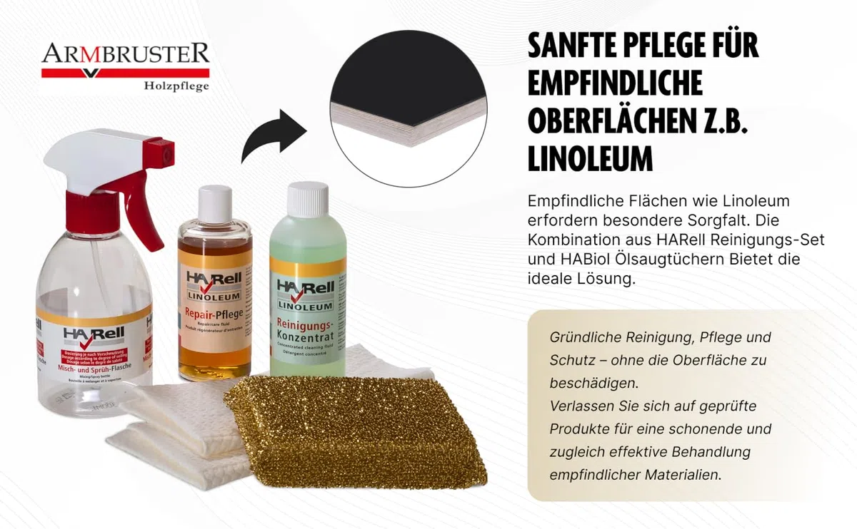 HARell Linoleum - Set di cura per linoleum, per mobili, desktop e linoleum