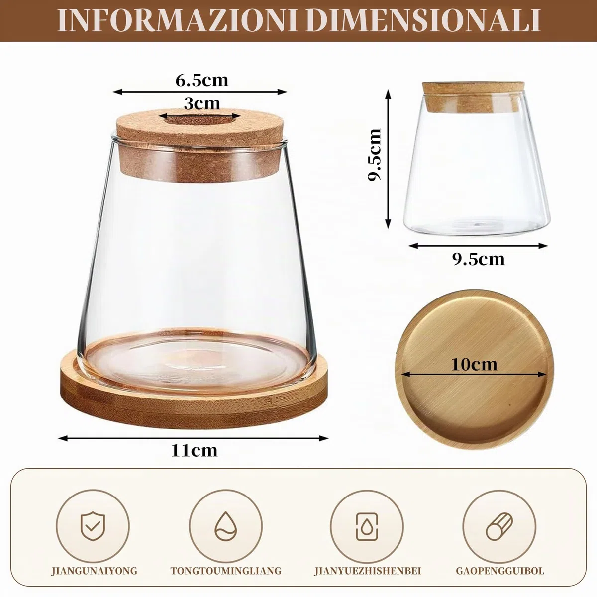 2 Vaso Idroponico di Vetro Con Base e Tappi in Sughero - Trasparente da Scrivania per Idrocoltura - Per Casa, Ufficio e Decorazione