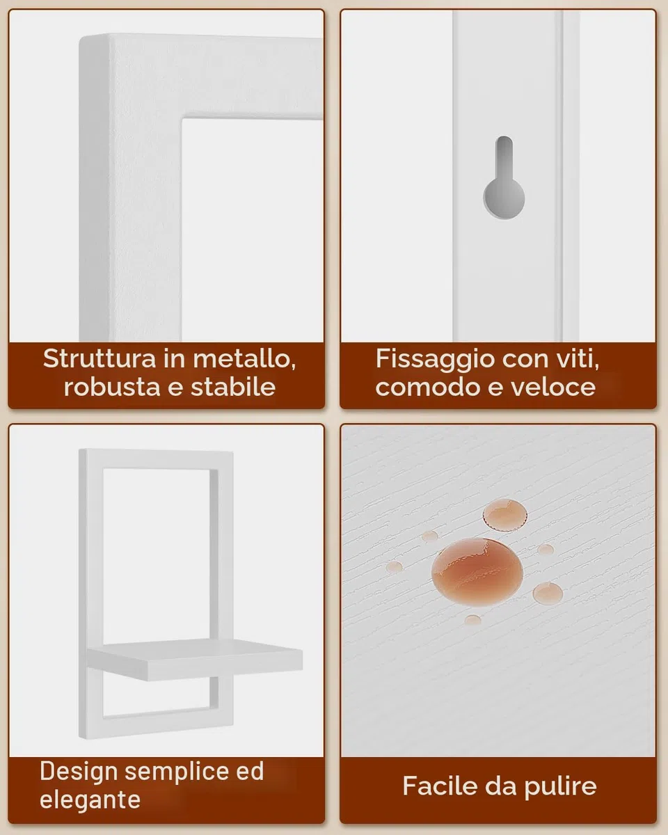 IBUYKE Mensola a parete sospesa, set di 3 mensole a parete, mensole a sospensione per l'archiviazione a parete, mensole espositive, mensola quadrata per soggiorno, ufficio, camera da letto