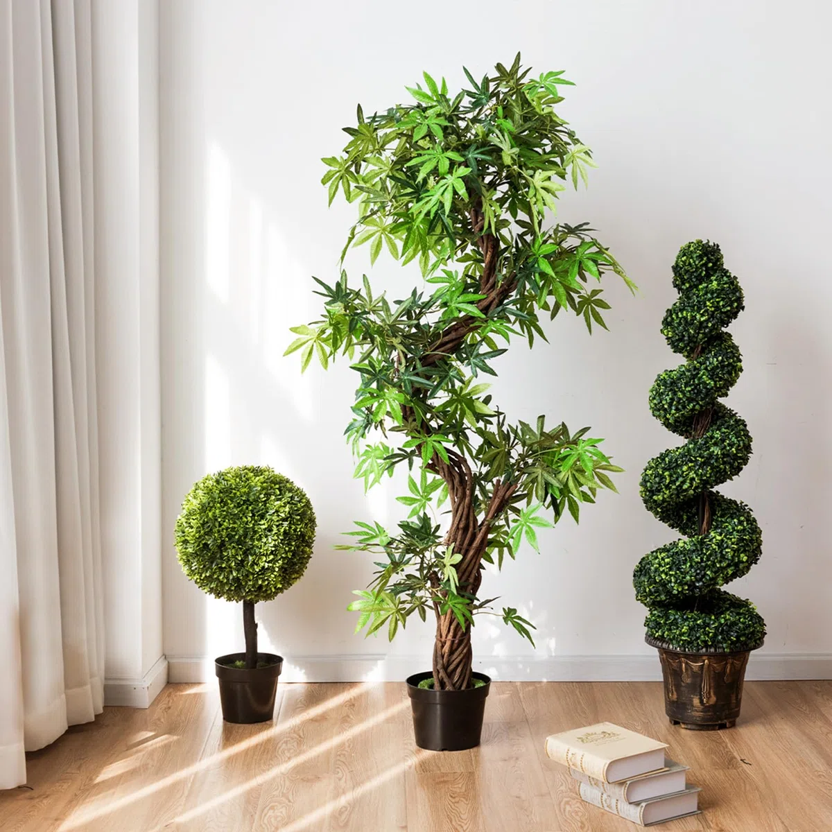 COSTWAY Pianta Finta da Interno ed Esterno, Albero Artificiale in Legno e Plastica, Pianta Artificiale per Salotto, Camera da Letto e Balcon, 160 x 19 x 19 cm