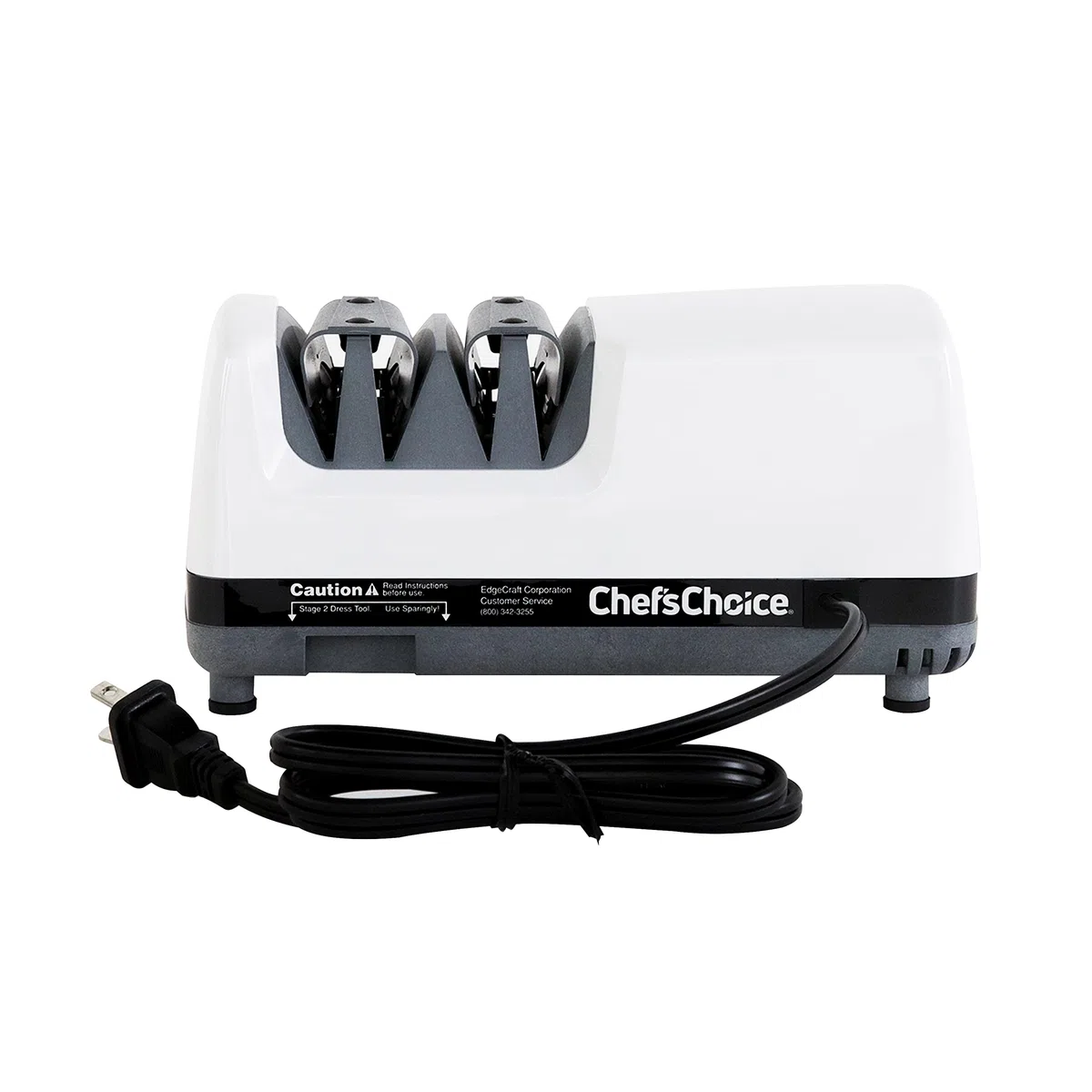 Chef’sChoice 312 UltraHone - Affilacoltelli elettrico per coltelli dritti e seghettati, con controllo dell'angolo di precisione, 2 fasi, colore: Bianco