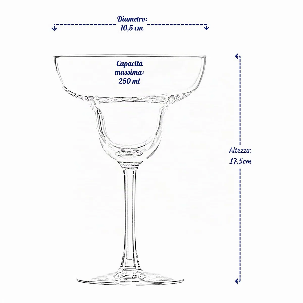 alpina Set di 4 bicchieri da cocktail in vetro a margarita da 250 ml