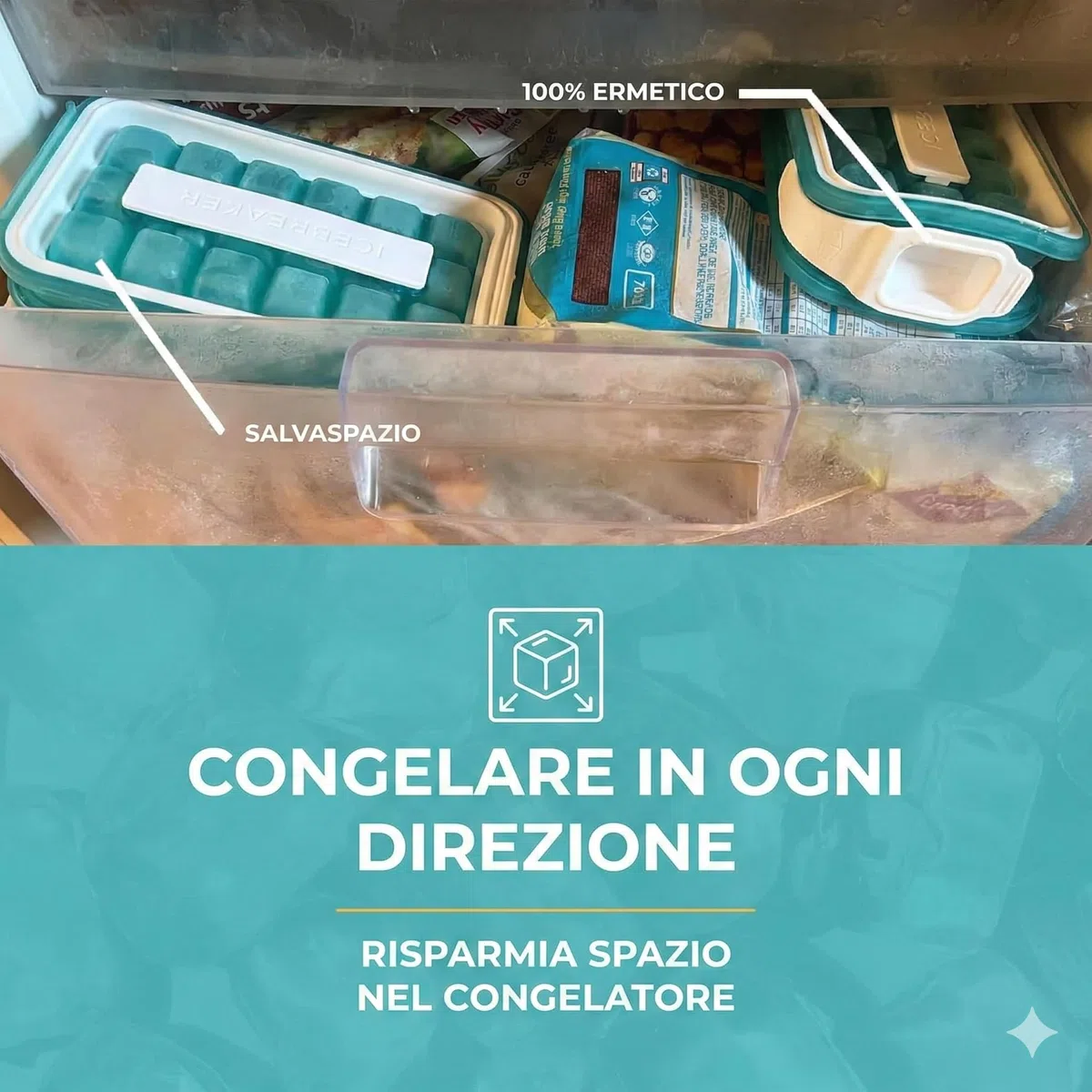 Icebreaker Vassoio per cubetti di ghiaccio in silicone, Pop 2.0 2024, 1 pezzo, Azzurro