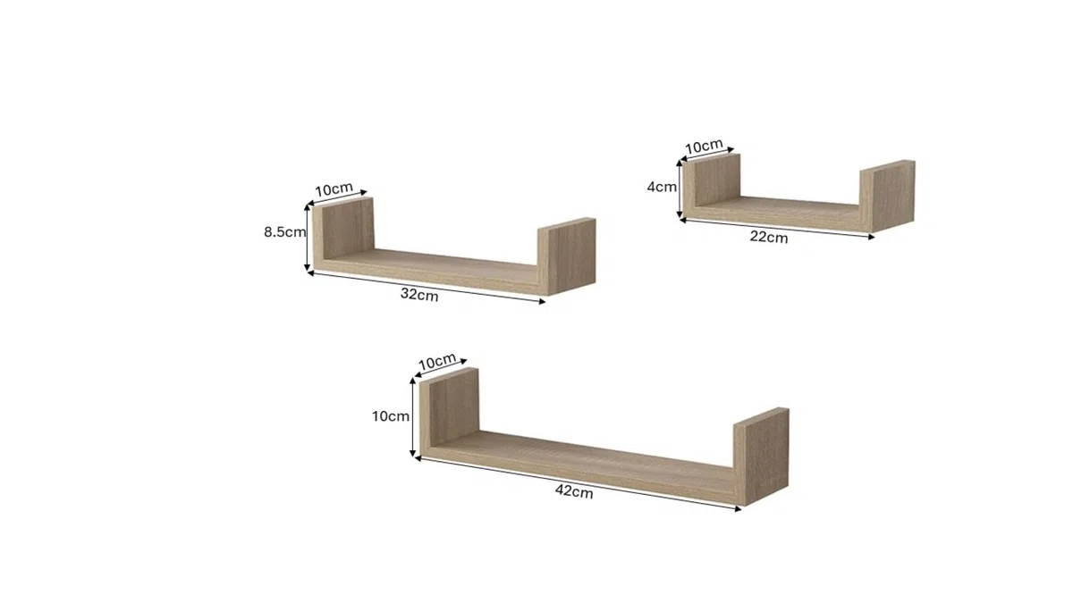 Harmony – Set di 3 mensole da parete, in legno di quercia