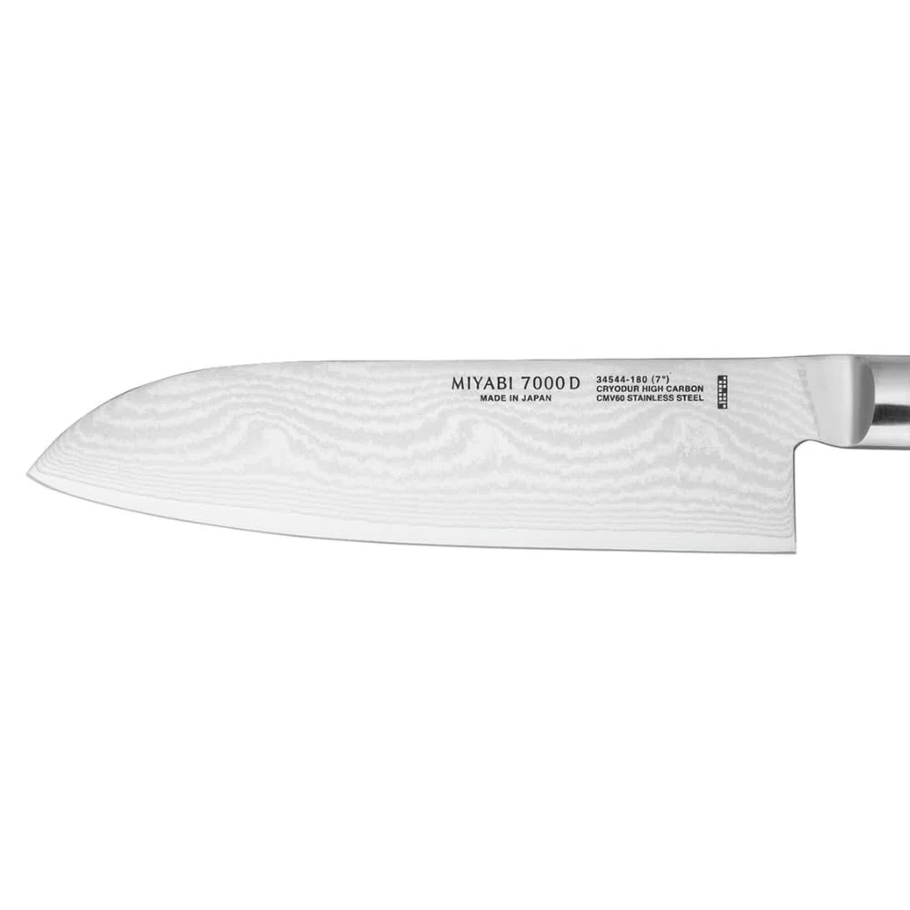 MIYABI Coltello Santoku, Lunghezza lama: 18 cm, Lama larga, Acciaio inox speciale/Impugnatura in micarta, 7000 D