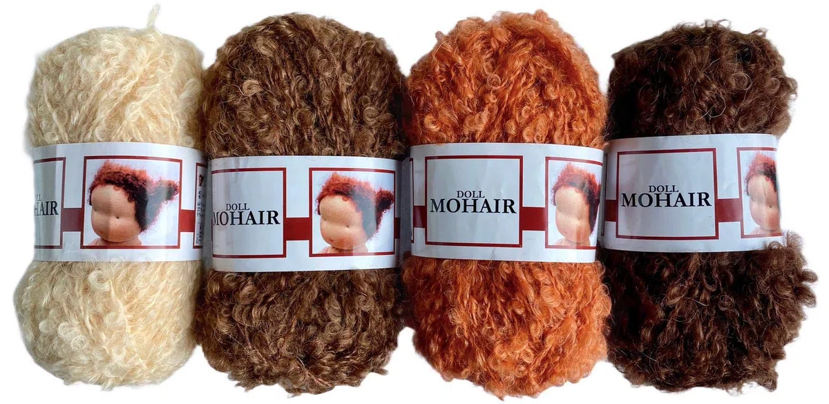 De witte Engel Filato per bambole Mohair Blouclé per bambole Waldorf/Steiner 50 g (marrone chiaro)