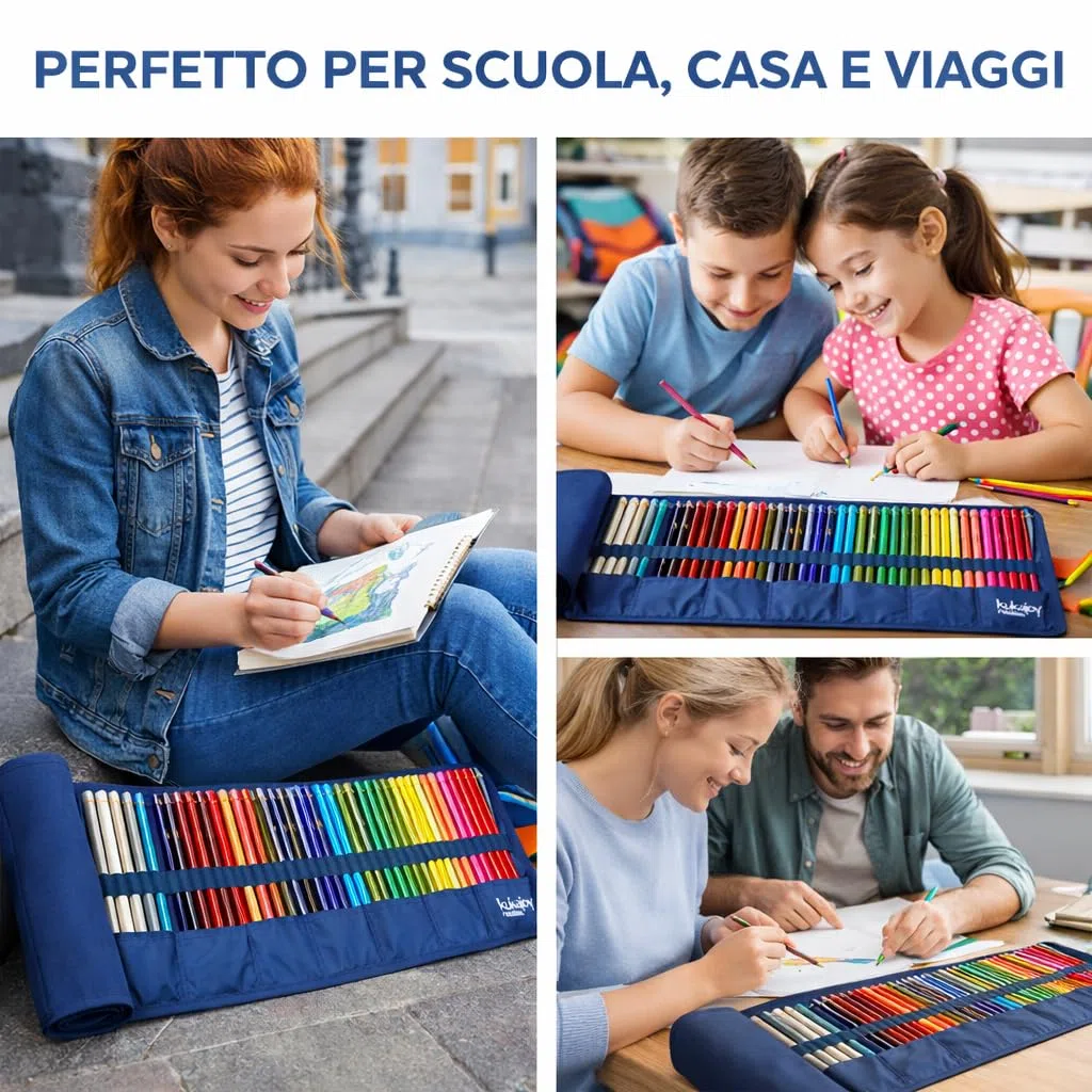 50 Pastelli A Olio + Astuccio Rotolo - MINA 4.0 - Matite Colorate da Disegno e Schizzo per Bambini e Adulti – Set Artistico Completo per Colorare, Pastelli Ad Olio Per Scuola e Hobby Creativi, Rosso