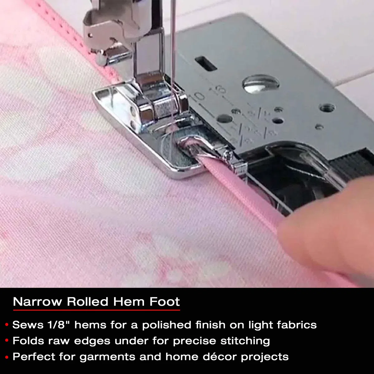 Singer Narrow Rolled Hem Snap-On Presser Foot for Low-Shank Sewing Machines by Sewing Company