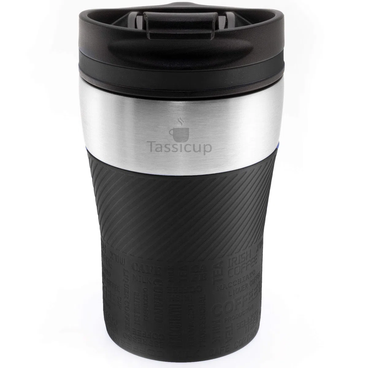 Tazza termica da viaggio, 250 ml, tazza da viaggio, in acciaio inox, per caffè, tè, caffè, caffè, tè, bevande, coperchio a prova di perdite, con chiusura a clip, colore nero
