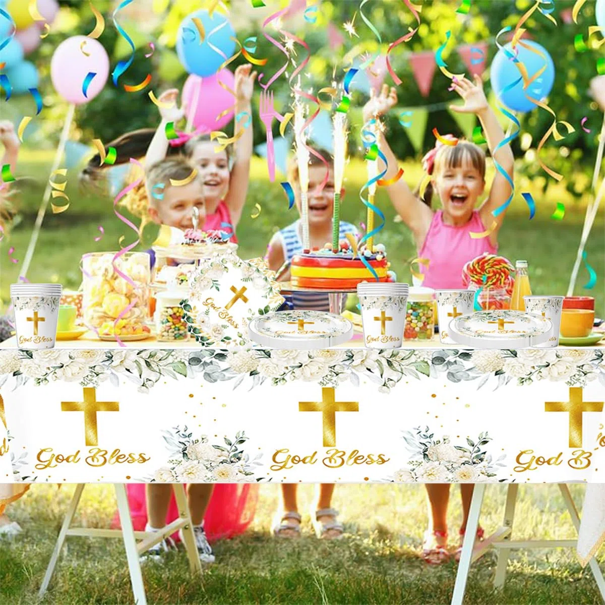 61 pezzi di stoviglie battesimali per la Santa Comunione,Set di decorazioni da stoviglie per feste per bambini,Festa di compleanno Anniversario,per 20 persone