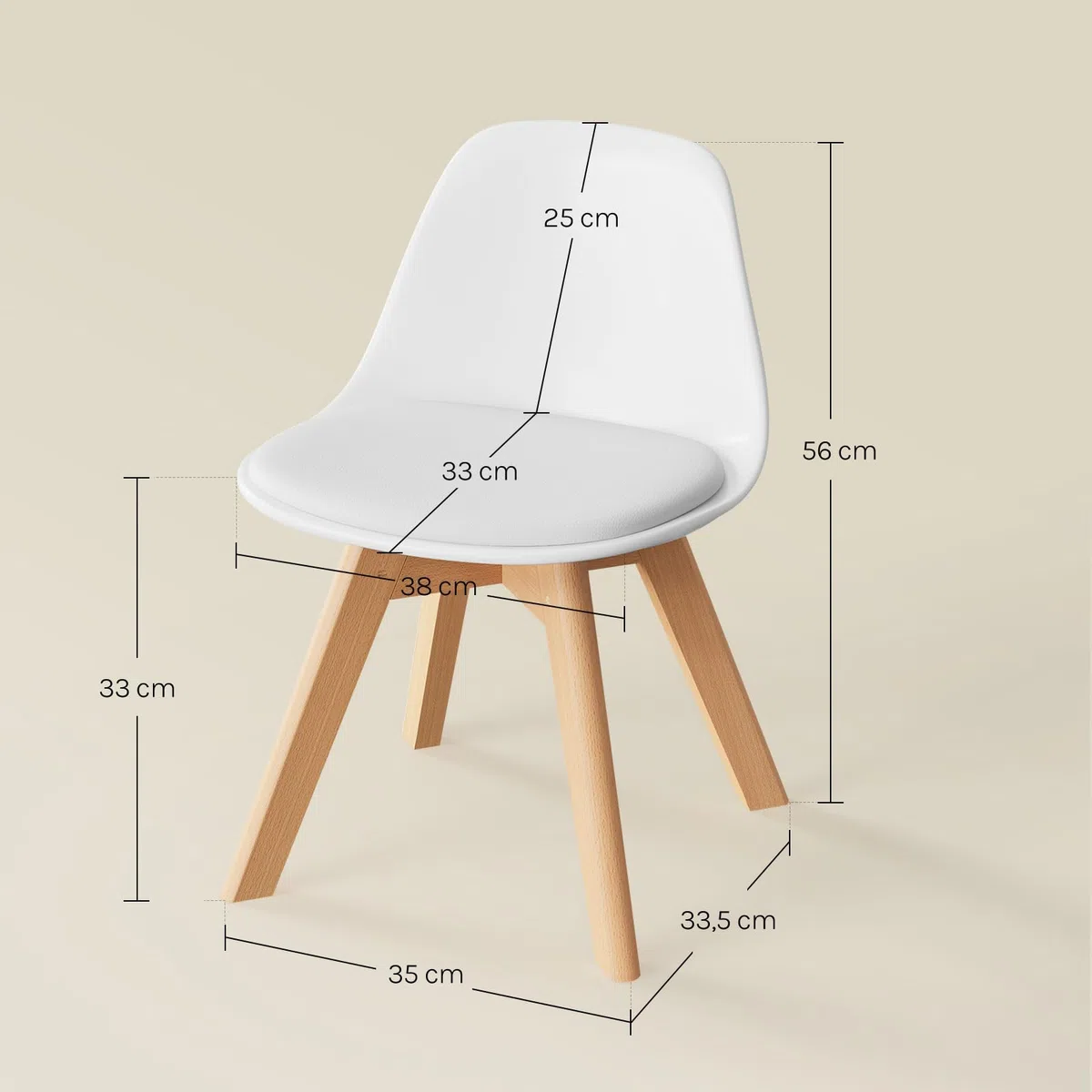 WOLTU Sedia Bambini Sediolina da Tavolo Piccola Poltroncina Bimbi per Cameretta Plastica e PU Bianco