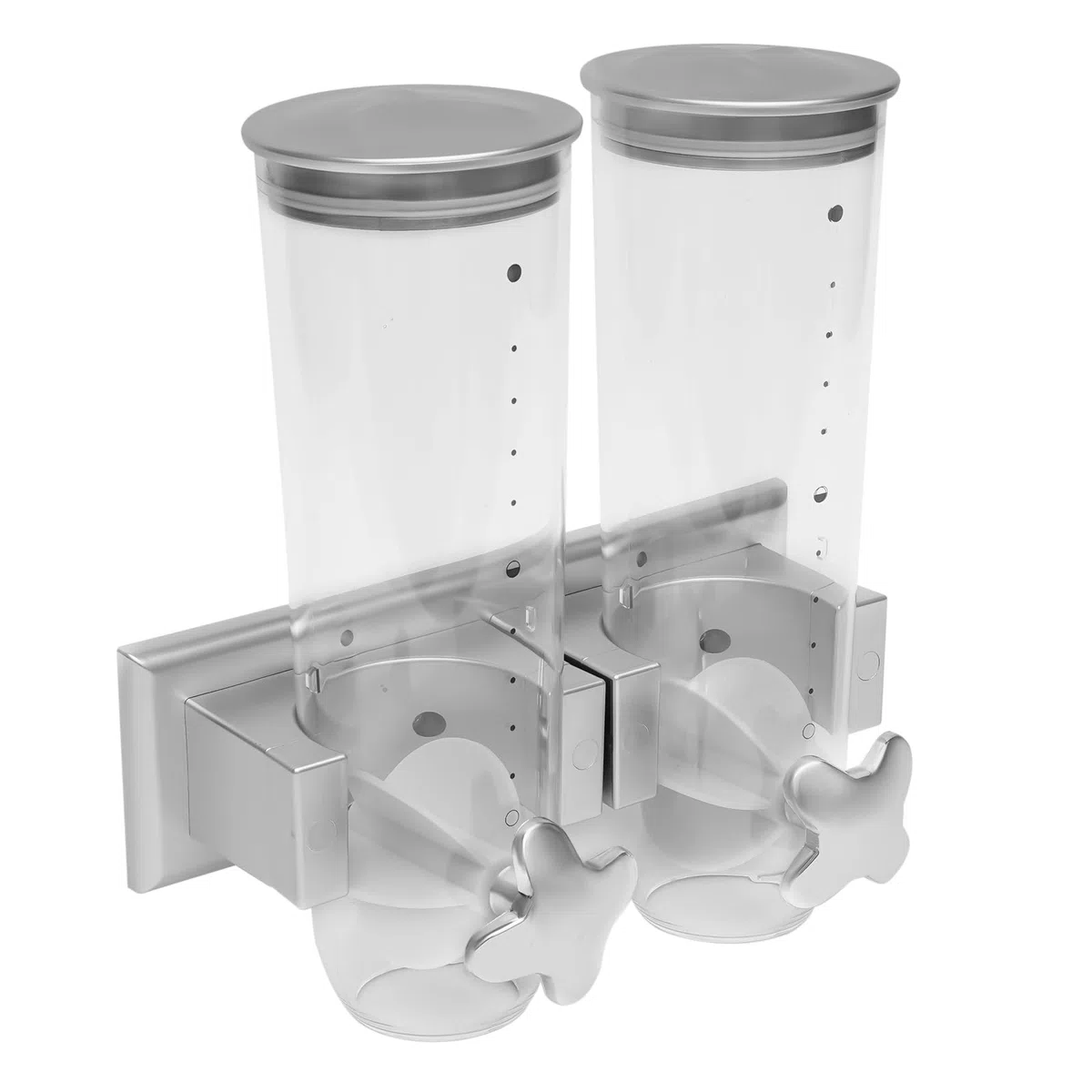 Dispenser per alimenti a doppia parete, contenitore per cereali da 3 l, dispenser per cereali, cornflakes, caramelle, cereali e dolciumi (argento)