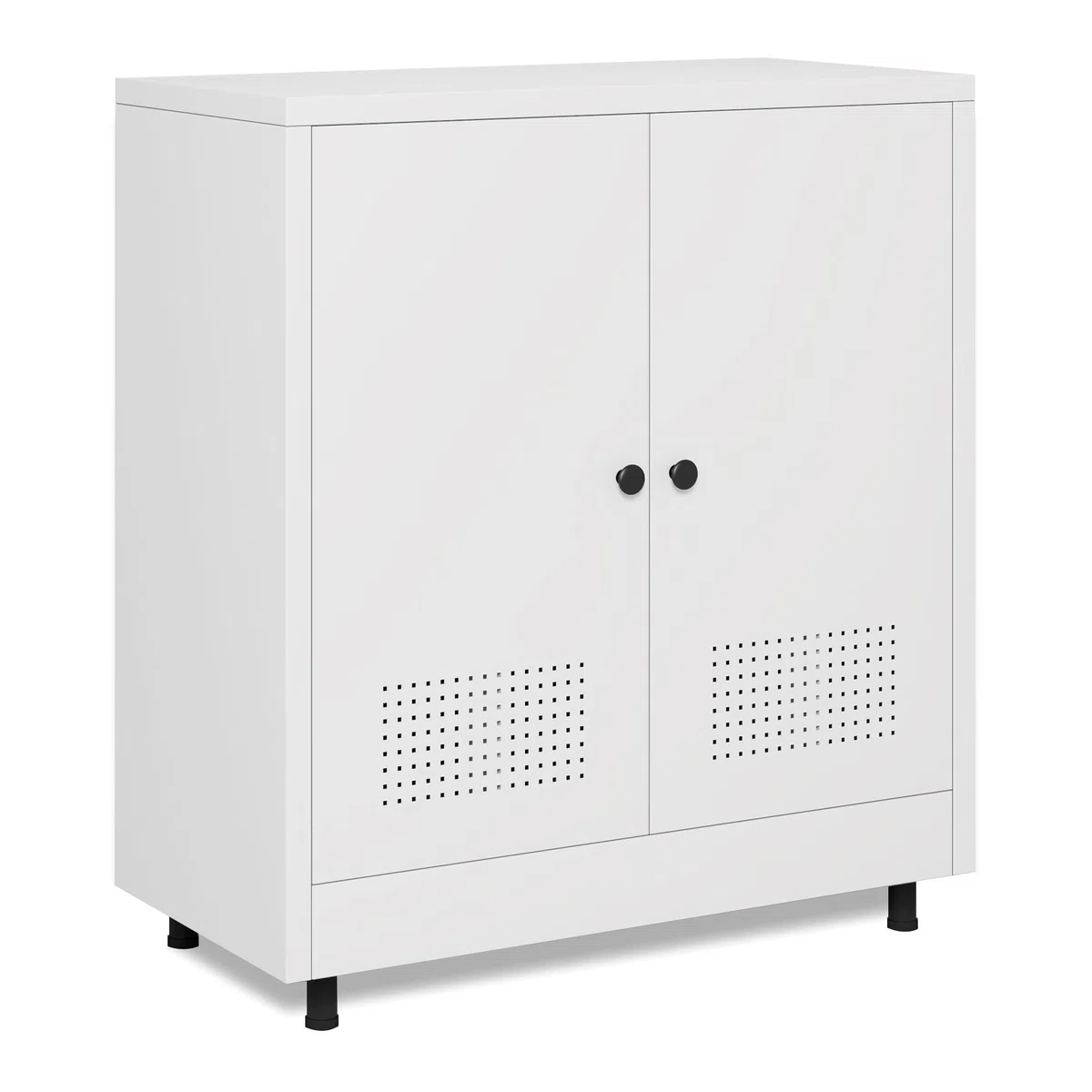 Armadietto in metallo con 2 ante e ripiano regolabile, credenza in acciaio per casa, ufficio, ingresso, soggiorno, dispensa e sala da pranzo (bianco)