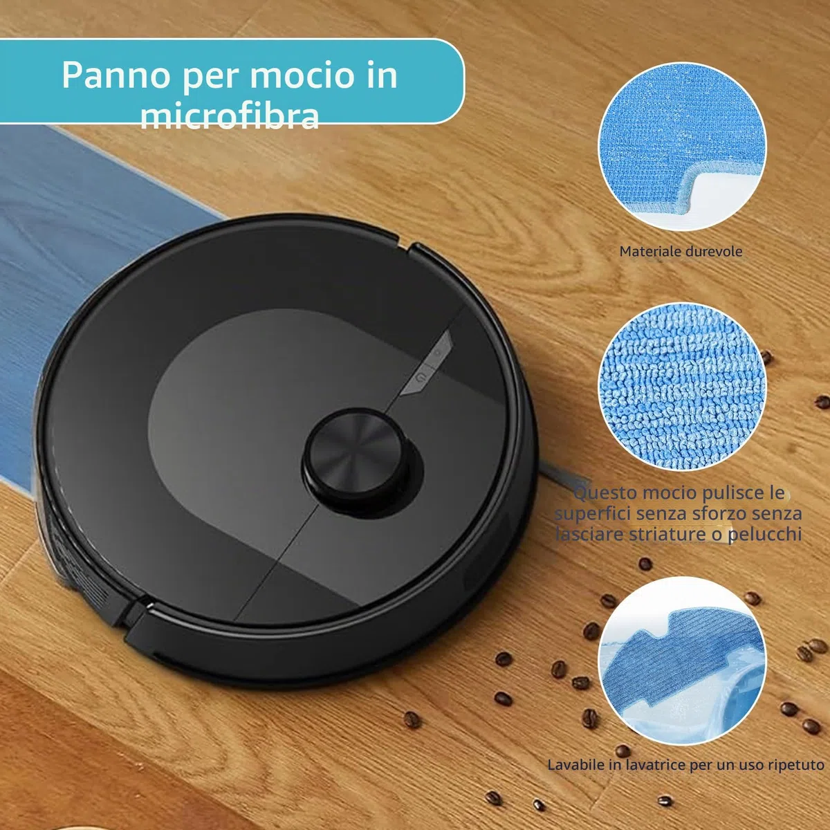 17 pezzi ricambio di accessori per Lefant M330 Pro robot aspirapolvere, 6 panni in microfibra, 6 spazzole laterali, 4 filtri di ricambio, 1 spazzola per la pulizia