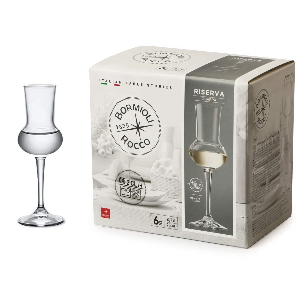 Bormioli Rocco Vetro Riserva Grappa 80ml, 6 bicchieri