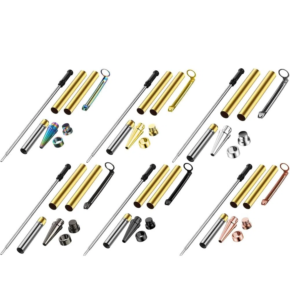 Kit Penna Twist WoodenTwist 7mm, Kit Penna Sottile Twist, Set Penna con Ricambio Tornio In Rame Fai-Da-Te per la Realizzazione di Penne In Legno, Forniture per Ufficio C.
