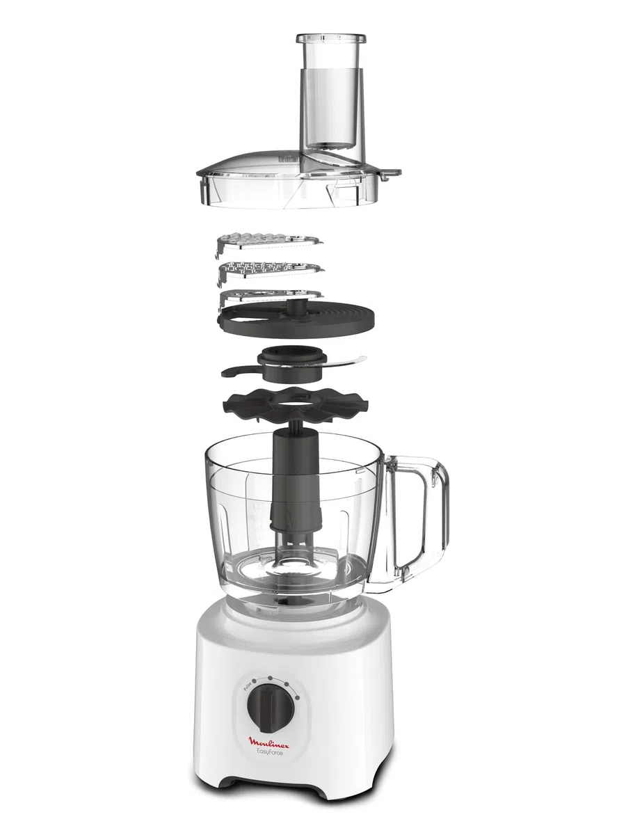 Moulinex FP2461 Easy Force Robot da Cucina Multifunzione All-in-One, 2.4 Litri, 700 W, 6 Accessori per 25 Funzioni, Robot Frullatore e Tritatutto